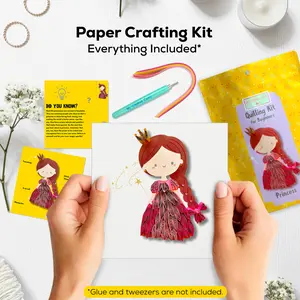 Princess Paper Craft Kit for Beginners - DIY Quilling Craft, On-the-Go Activity, Includes Premium Strips & Tools, Perfect for Kids & Adults, Travel-Friendly, Great Gift