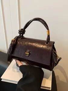 Retro one-shoulder underarm bag, fashionable simple one-shoulder handbag, metal buckle knot handle design, niche texture, versatile and multi-color optional, Handheld Bag, Classic handbag, suitable for daily travel, shopping, etc. Fashion Elegant Handbag