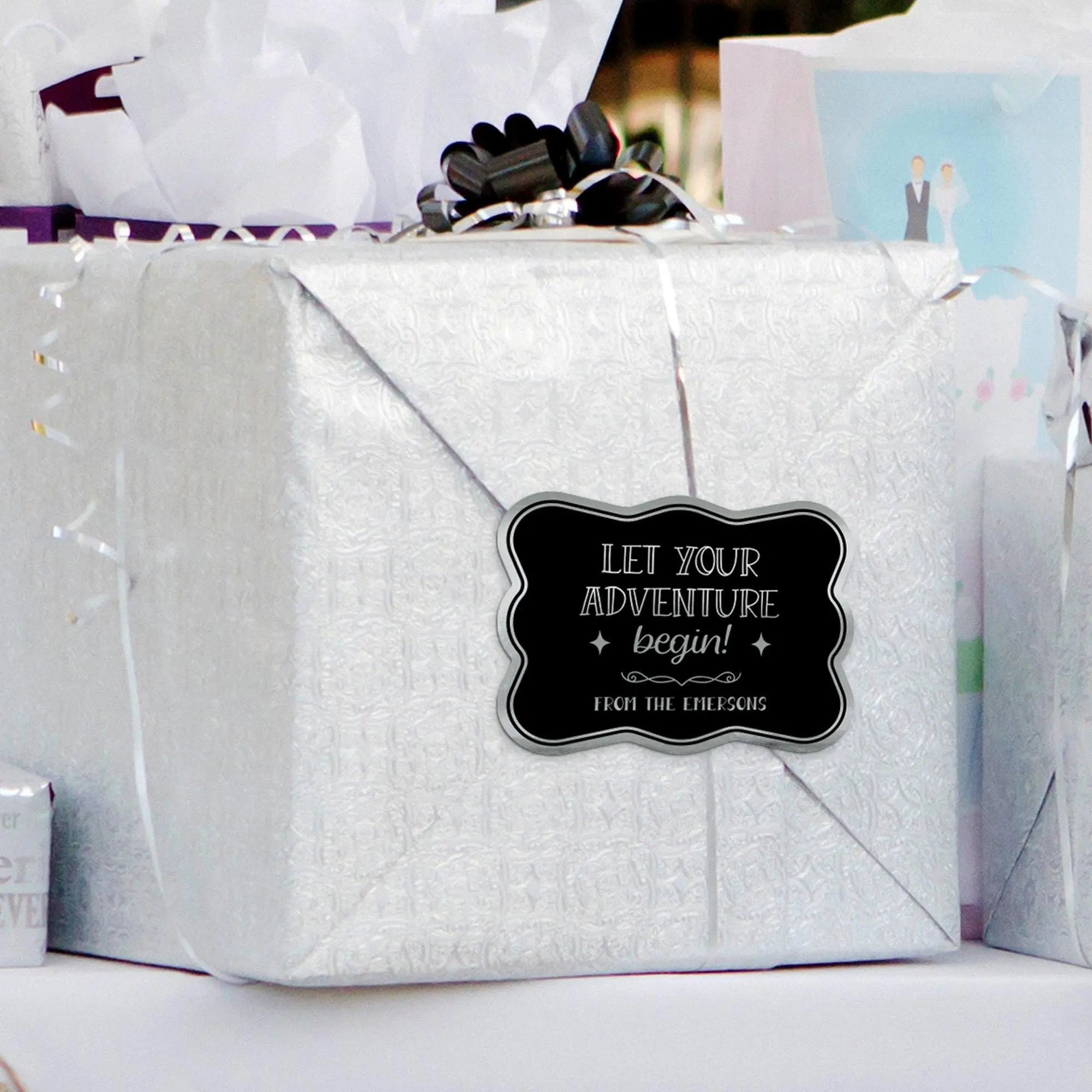 Personalized Wedding Gift Tag | Let Your Adventure Begin Design | Foil Cardstock Tag