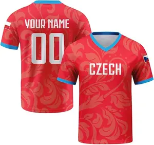 Personalized Czech 2026 Jersey, Custom Name Number Jersey, Red Blue V-Neck Czech Flag Game Day Shirt, Czech Republic Fan Jersey, Great Gift for Players and Fans, Soccer Lover Outfit Idea