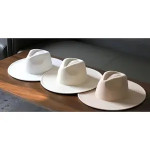 Wide Stiff Brim Fedora - Unisex Adjustable Cotton & Polyester Hat with 10cm Brim & 12cm Height - Sun Protection Fashion Accessory