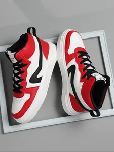 Men's Patchwork Lace Up High Top Sneakers, Casual Comfortable Breathable Sports Shoes, Male All-match Round Toe Shoes for Daily Wear, Youth Fashion Shoes