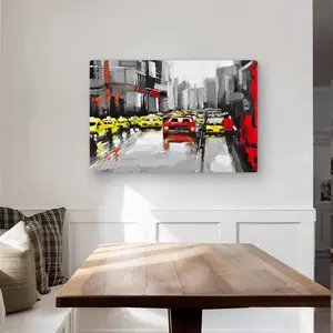 212 MAIN Artistic Abstract Traffic Scene Aluminum Metal Wall Art, 24x36 in Lightweight Urban Landscape Print, Car Transportation Themed Home Decor for Room Decoration