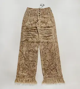 TAN FLORAL SCAV DENIM