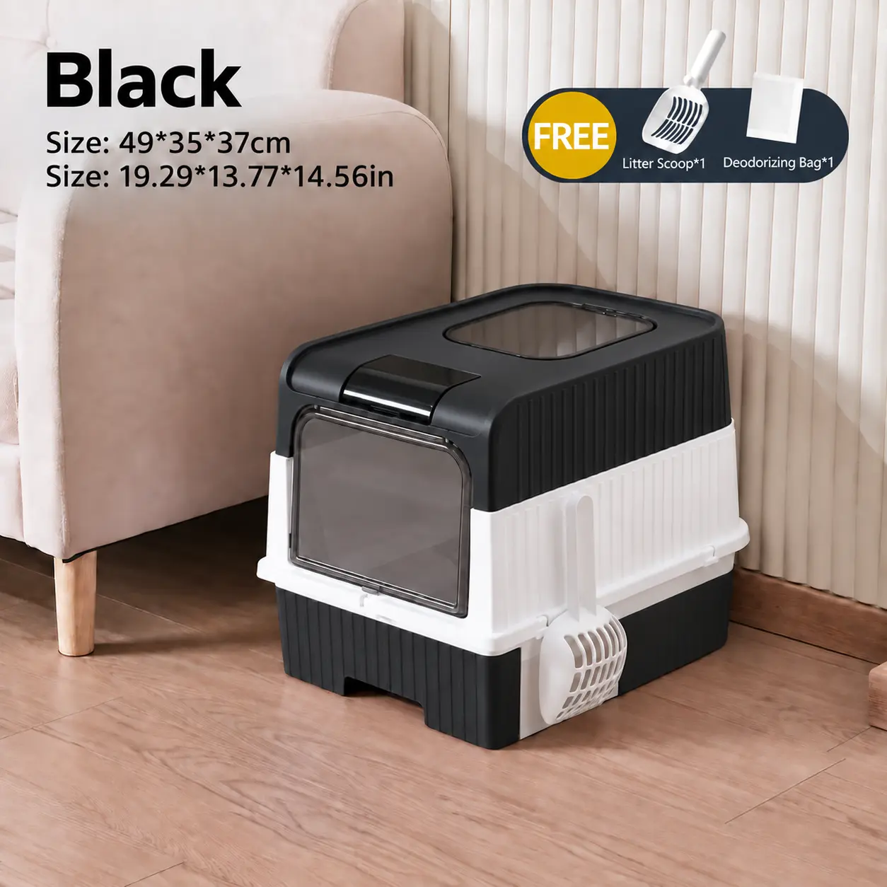 Cube Automatic Litter Box - Low Entry for Kittens & Large Cats, Silent Operation, Detachable Waste Bin, Easy-Clean Large Tray for Multi-Cat Indoor Households Pet Accessory, Automatic Litter Box