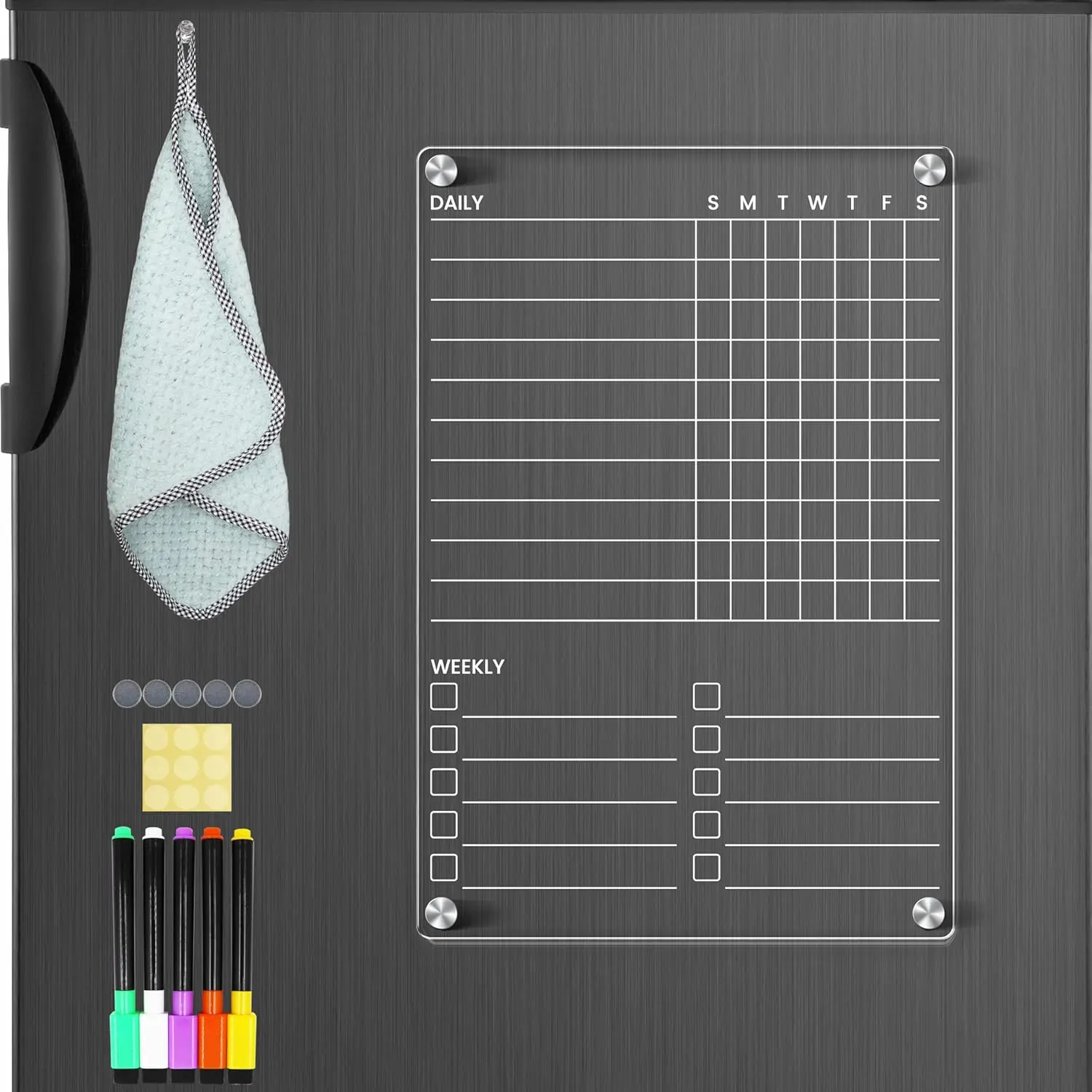 Chore Chart for  Teens Adult Family, Clear Dry Erase  Chore Chart for Fridge, Responsibility Reward Chore Board for Refrigerator 12"x8" Daily/Weekly  White Board