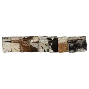 Cowhide Credit Card Sleeve Wallet - Unique Patchwork Design for Card Storage