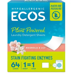 Laundry Detergent Sheets Vegan, No Plastic Jug, No Mess & Liquid Free - Laundry Sheets in Washer - Hypoallergenic, Plant Powered Laundry Detergent Sheets - Magnolia & Lily - 64 Sheets (Pack of 1)