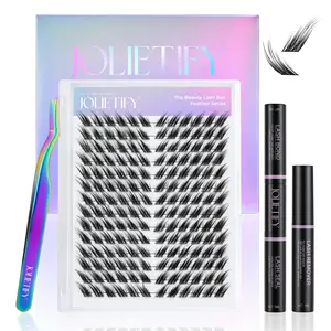 JOLIETIFY Lash Extension Kit, Swan,Foxy Layered Style, Holo Luxe Edition, Pre-mapped Faux Mink Clusters, Lightweight & Barely-There Feel, Waterproof Bond & Seal, Individual Lashes, Tweezers & Remover