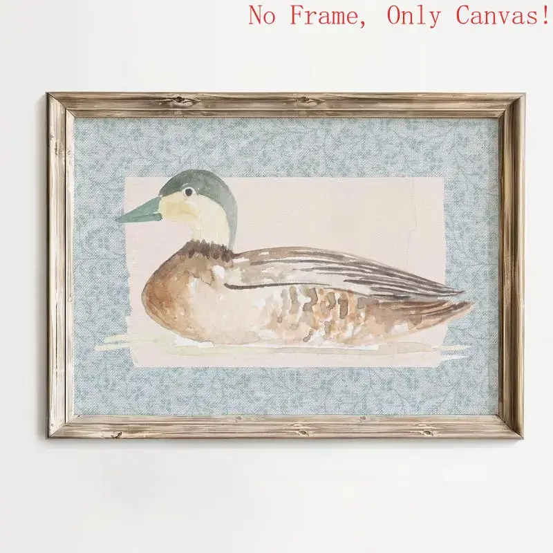 Vintage Mallard Duck Poster No Frame, Physical Wall Art, Nursery Art, Vintage Painting, Cottagecore Decor, Trendy Wall Art, Horizontal Photo Satin Print Glossy