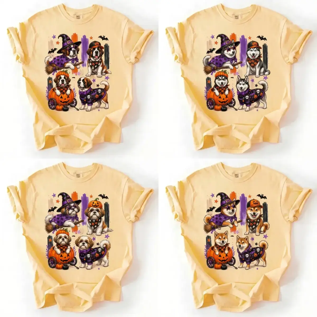 Comfort Colors Custom 50+ Breed Dog Halloween Shirt, Personalized Spooky Puppy Costume Tee, Cute Witch Dog Graphic T-Shirt, Funny Fall Pet Lover Gift, Pumpkin Halloween Dog Shirt