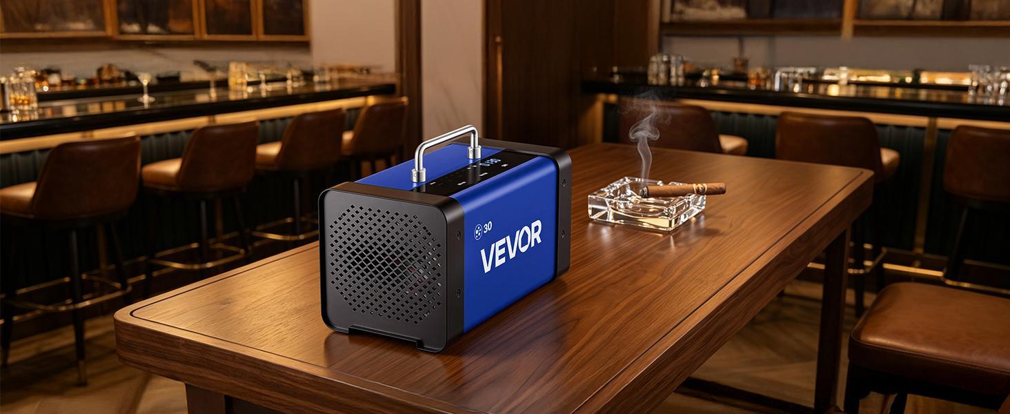 VEVOR Commercial Industrial Ozone Generator Ionizer (30000 mg/h) - Home Air Purifier with Remote Control, Dual Treatment System, 2 Hoses Water Mode, 15s Delayed Start, LCD Touchscreen Control Panel, Area-Based Selection, Foldable Handle (Up to 2700 sq.ft)