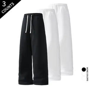 Men's 3-Pack Straight Leg Sweatpants - Multi-Color Drawstring Pants for Daily, Gym & Streetwear
