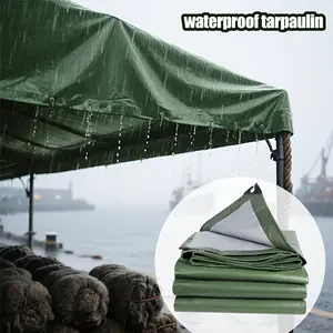 Premium Military Silver Color Waterproof Canvas, UV Resistant and Tear-Resistant, Rainproof with Reinforced Edges and Rope Rings