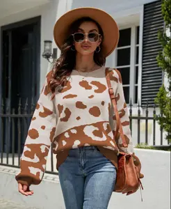 Leopard Drop-shoulder Jumper - Suéter Con Estampado De Leopardo & Hombros Caídos