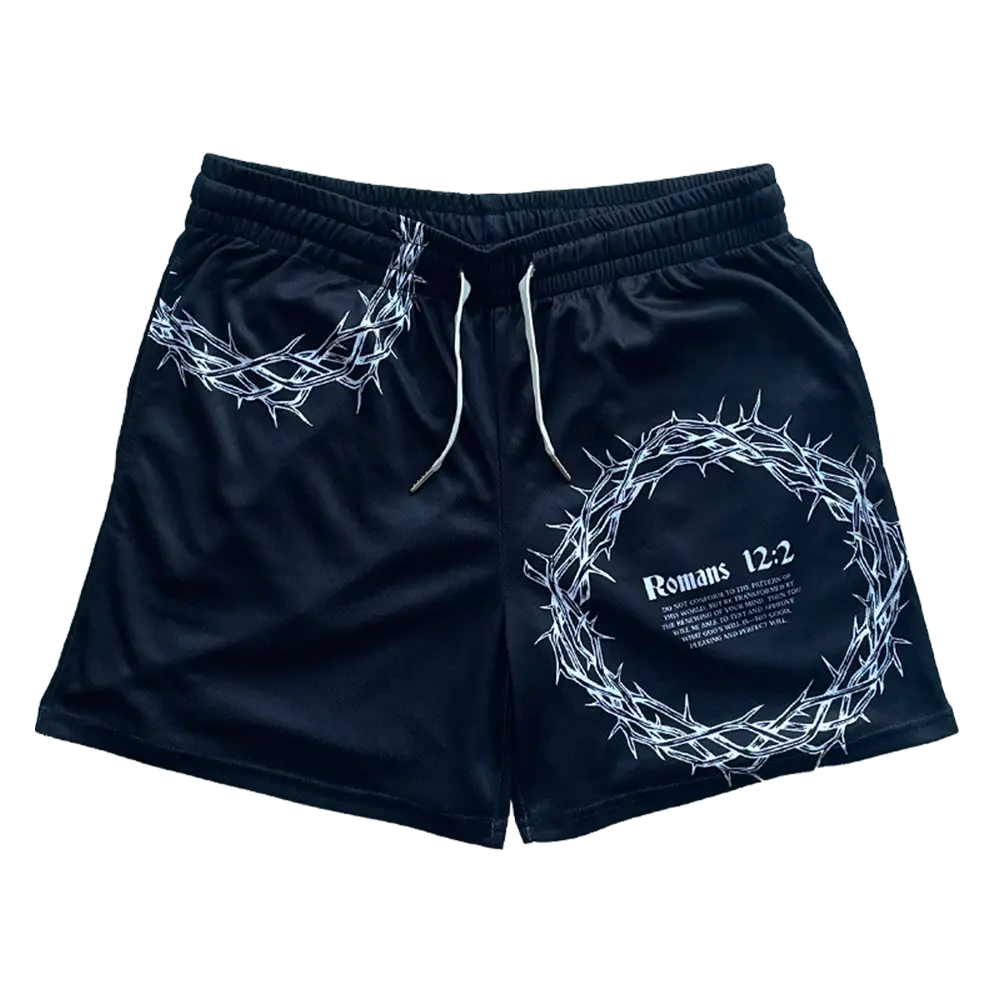 Crown of Thorns Mesh Shorts - Black