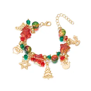 Christmas Holiday Ornaments Cartoon Christmas Tree Snowflake Pentagram Pendant Bracelet Christmas Atmosphere Bracelet Gift