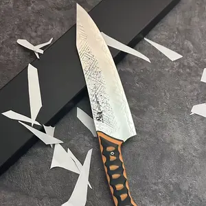 Tonggang 8" Chef Knife 10Cr15CoMoV Handmade Forged Kitchen Knife With G10 Orange Black Handle Kitchenware Cutting, Knives