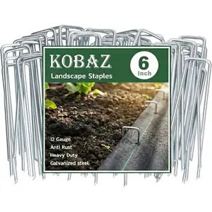 Landscape Staples 6 Inch 25 Pack, Galvanized Garden Stakes for Landscaping, Anti-Rust Garden Staples Pins for Weed Barrier Fabric, Fence Plant Cover and Yard