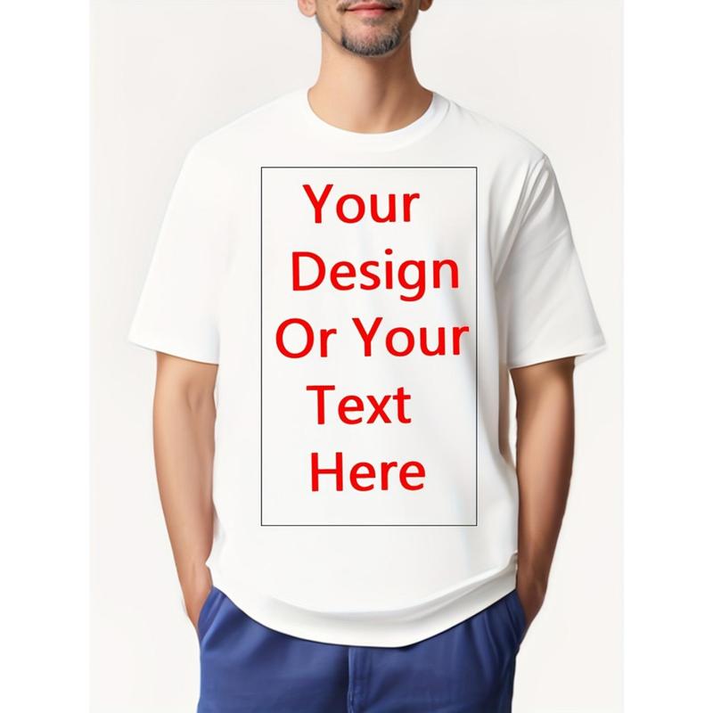 Soft Breathable Customizable Men's T-Shirt | Personalized Photo/Text Design, Unisex Casual Short Sleeve Tee, Machine Washable, Unique Gift for Anniversary Valentine's Day