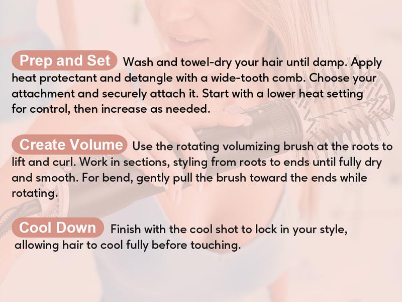 Terviiix 4-in-1 Hot Air Rotating Blow Dryer Brush Kit – 1000W with Rotatable Round Brushes (2 Sizes), Oval Volumizer, and Diffuser Terviiix 4-in-1 Hot Air Rotating Blow Dryer Brush Kit – 1000W with Rotatable Round Brushes (2 Sizes), Oval Volumizer, and Diffuser