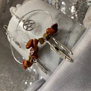 Pagan tigers eye dream catcher earrings