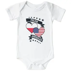 Polish American Heart Flags Poland America Baby Bodysuit