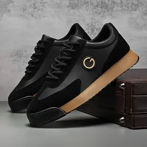Men's Retro-Inspired Sneakers - Versatile Black & Tan Flat Shoes with Durable MD Sole, Comfortable PU Lining for Casual, Daily Wear & Outdoor Activities, Shoe Accessories