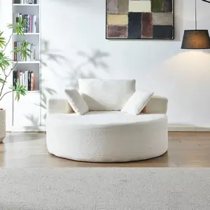 54 Inch Oversized Sofa Chair with Pillows Indoor Round Lounge Chair Soft Filling Resilience Chaise Lounger for Living Room Bedroom