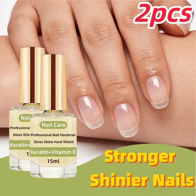 2PCS Nail Strengthener - Improves nail problems, keeps polish lasting longer, adds extra strength to brittle nails, promotes growth & repair, 15ml