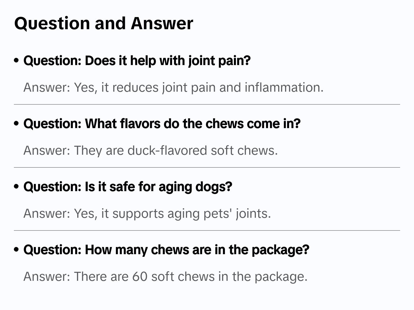 TRATEZ Hip & Joint Supplement for Dogs - 60 Duck-Flavored Soft Chews with Glucosamine, Chondroitin, MSM, Green-Lipped Mussel