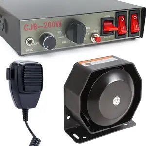 1 Set of 9 Tones Controller & Slim Speaker Horn PA System Kit with Handheld Microphone & 2 Lights Control Switches for 12V Vehicles, Cars, Trucks