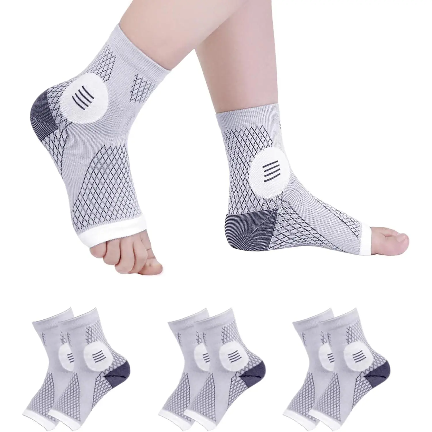 Socks for Women and Men, Nano Soothe Relief Compression Socks Toeless Compression Socks Ankle Compression Sleeve for Arch Support, Plantar Fasciitis Foot Swelling