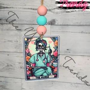 The Nurse Nursing Student Gift RN LPN Funny Tarot Card Skeleton Car Hanging Scented Car Air Freshener Freshie Cute Car Truck Accessories Car Charm Girl Car