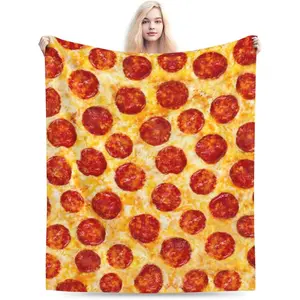 Pepperoni Pizza Food Throw Blanket Super Soft Warm Bed Blankets for Couch Bedroom Sofa Office Car, All Season Cozy Flannel Plush Blanket Gifts for Girls Boys Teens Adults 60"x50"