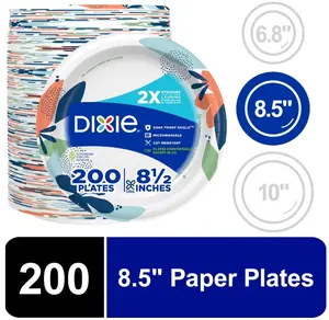 200 Count Disposable Paper Plates, 8.5"