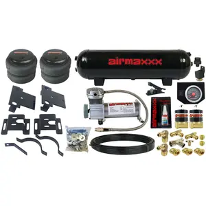 airmaxxx Tow Assist Air Over Load Kit w/Compressor Tank & Gauge Fits 2001-10 Silverado 8 Lug 2500/3500