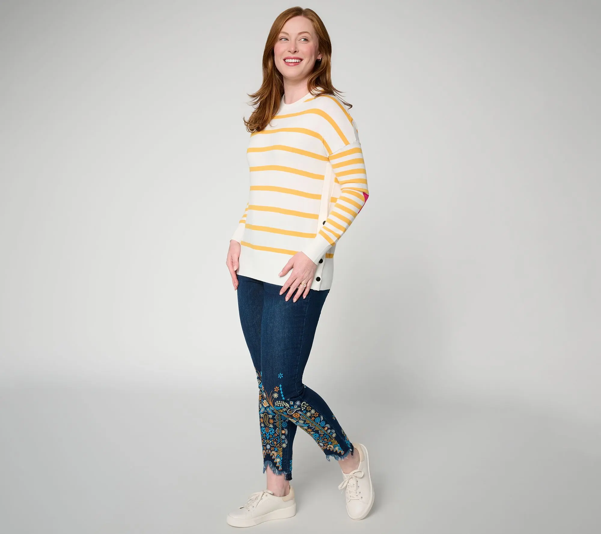 Felt Denim By Laurie Felt Reg Daisy Denim Embroidered Slim Leg Jeans