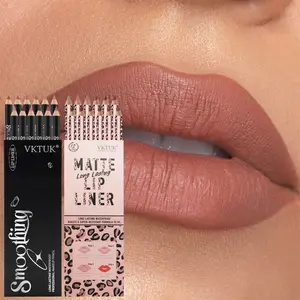 VKTUK Matte Lip Liner Set 2Box 24Pcs Smooth Easy Coloring No Stick Cup Lipstick Pen Gift Box Soft Gentle for All Skin Tones Nude Lip Pencil Makeup Cosmetic