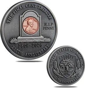 Last Lincoln Penny President Coin, Abraham Lincoln Tribute Collectible, American Heritage Copper Coin, Nostalgic Gift for Coin Enthusiasts