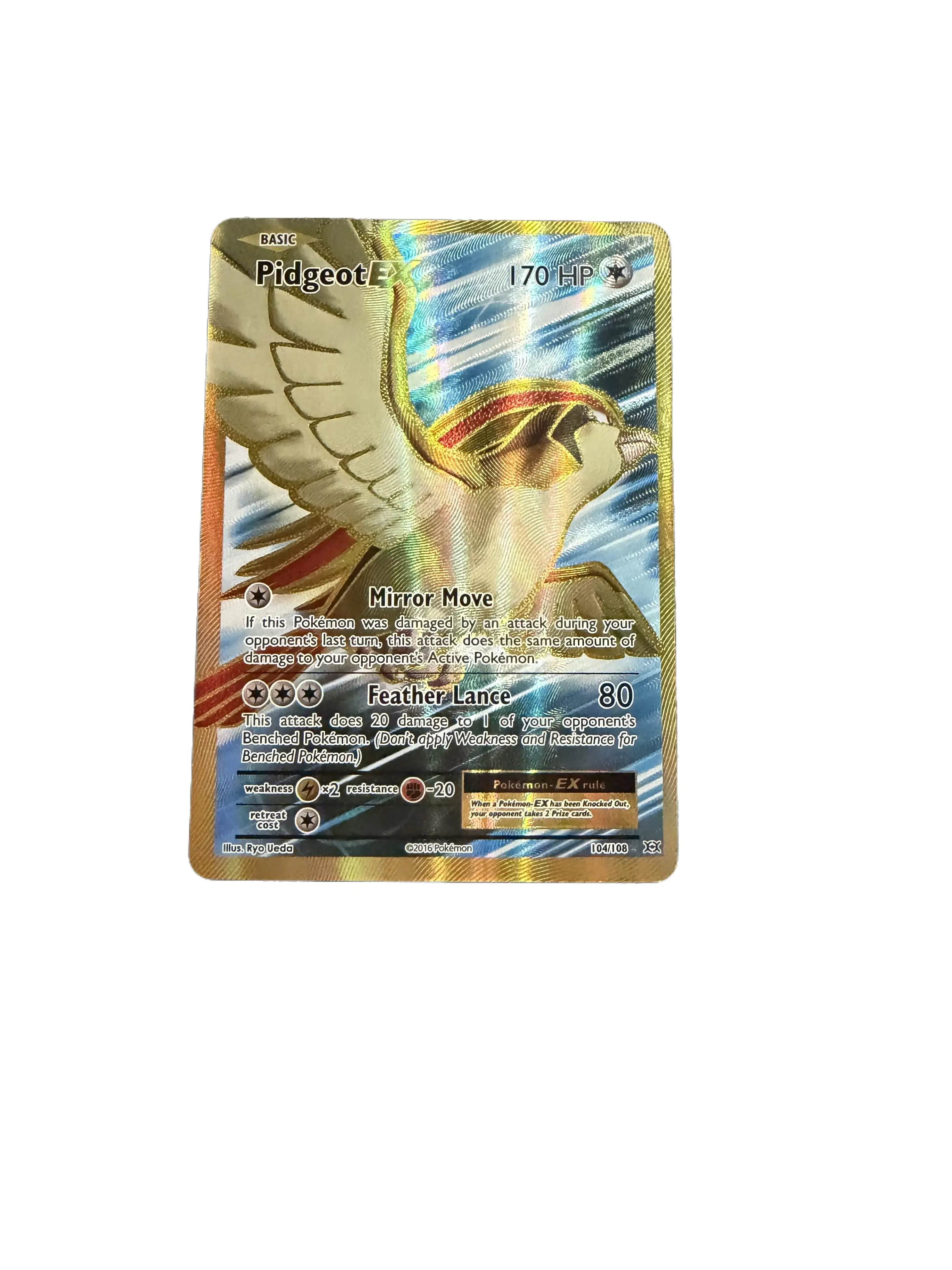 Pokémon Pidgeot EX Ultra Rare Non-Sports Trading Single Card - 104/108 XY Evolutions Set, Moderately Played Raw Collector Item