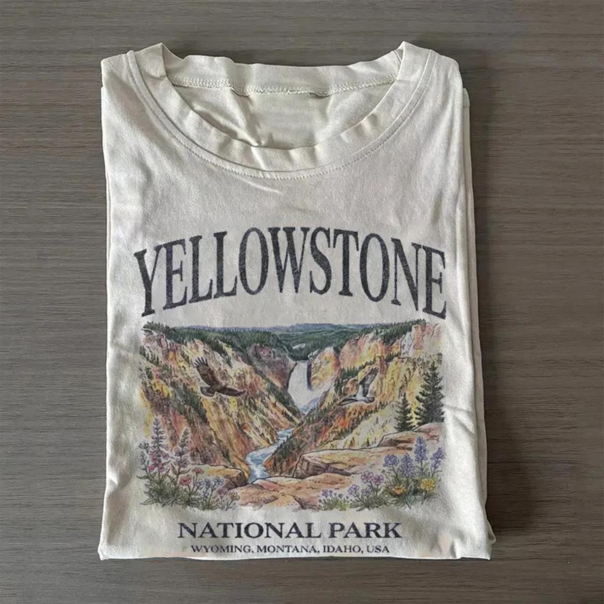 Comfort Colors Yellowstone National Park T-Shirt, Vintage Grand Canyon of Yellowstone Graphic Tee, Retro Waterfall Nature Shirt, Hiking Adventure Gift