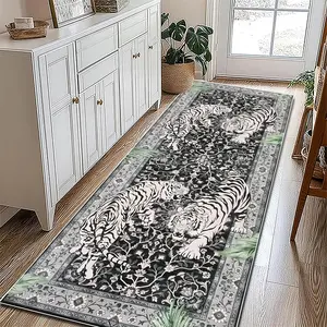 Vintage Tiger Pattern Carpet, 1 Count Non-slip Washable Floor Mat, Decorative Area Rug for Home Living Room Bedroom Kitchen Farmhouse