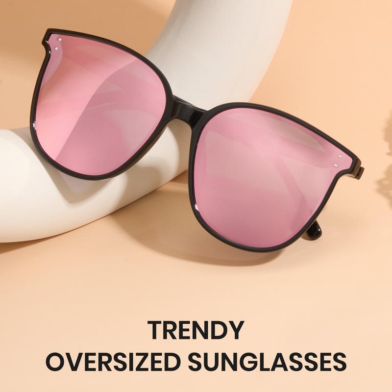 Cyxus Classic Oversized Black Frame Circular TAC Lenses Polarized Sunglasses Fashion Sunglasses Pop Korea Star Same Style Shades For Unisex Shades Birthday Gift - 1902