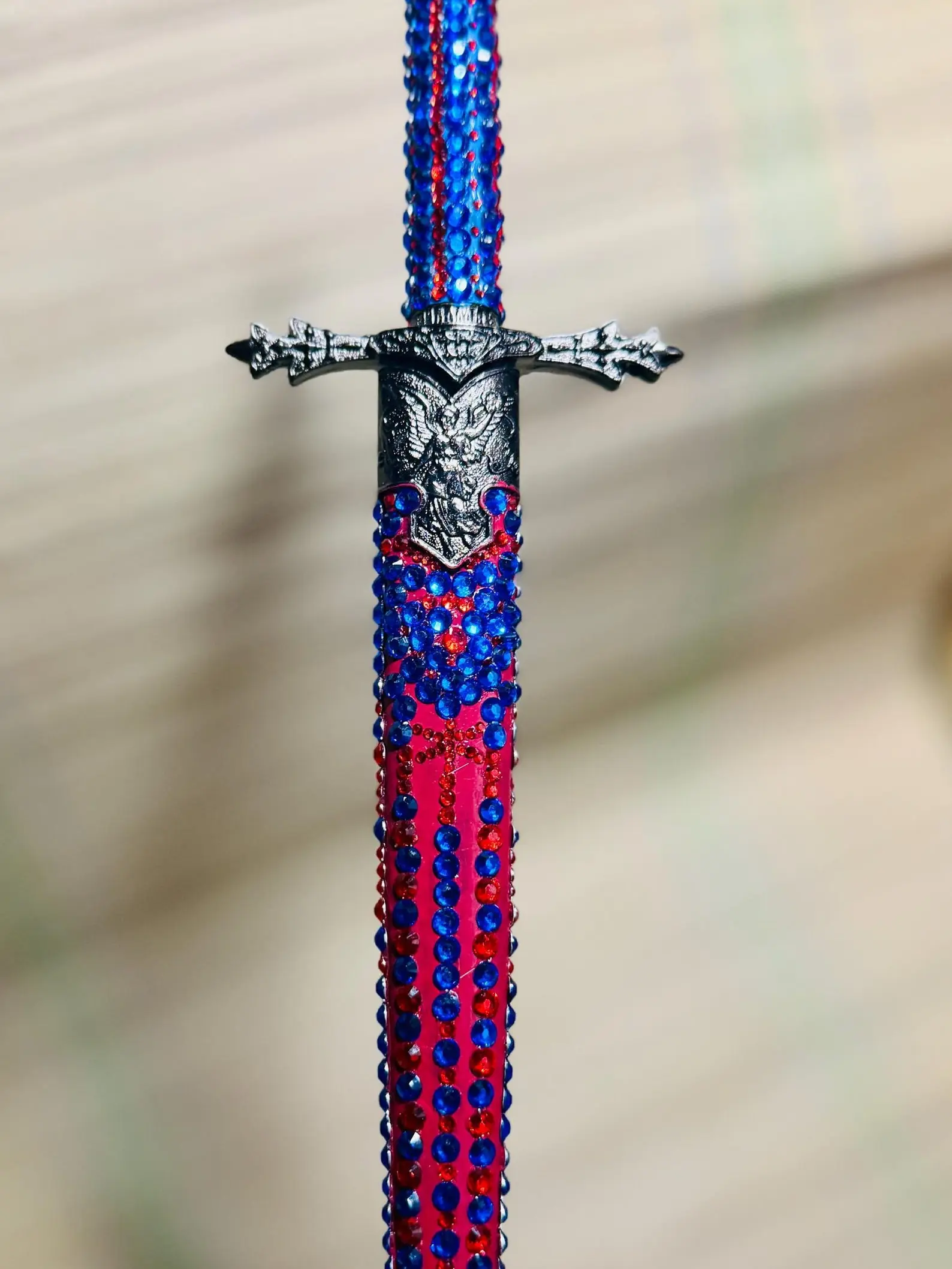Handmade Decorative Rhinestone Dagger with Sheath Display Collectible 14 Inch
