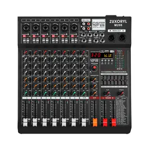 Digital Professional 6/8 Channel Live Audio Mixer - Sound Mixing Board with 320 DSP Effects, 7-Band EQ, USB, Bluetooth, MP3 Support, Independent 48V Power, Mute Buttons, Stereo Smartphone Compatibility for Recording