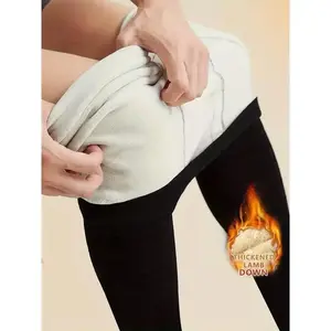 Men'S Winter Warmth Fleece-Lined Thermal Leggings, 88% Polyester 12% Spandex, High Stretch Knit Fabric, Solid Color, Skinny Fit, Sports Style, for Hunting, Outdoor, Running, Cycling, Skiing, Yoga, Fitness, Casual Wear, Thick Long Sleeve Compression