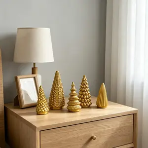 5 Piece Christmas Tree Desktop Decor, Durable Resin, Perfect for Living Room, Fireplace, Dining Table, Holiday Gifts