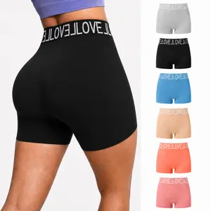 【6-Pack】Women Sports Safety Shorts Set Boyshorts Underwear Spandex Boxer Briefs High Waisted Shaper Anti Chafing Under Skirt Panties Seamless Dance Booty Shorts Athleisure Gym Fitness Workout Free Shipping Elastic Waistband Letter Print Trendy Hot Item