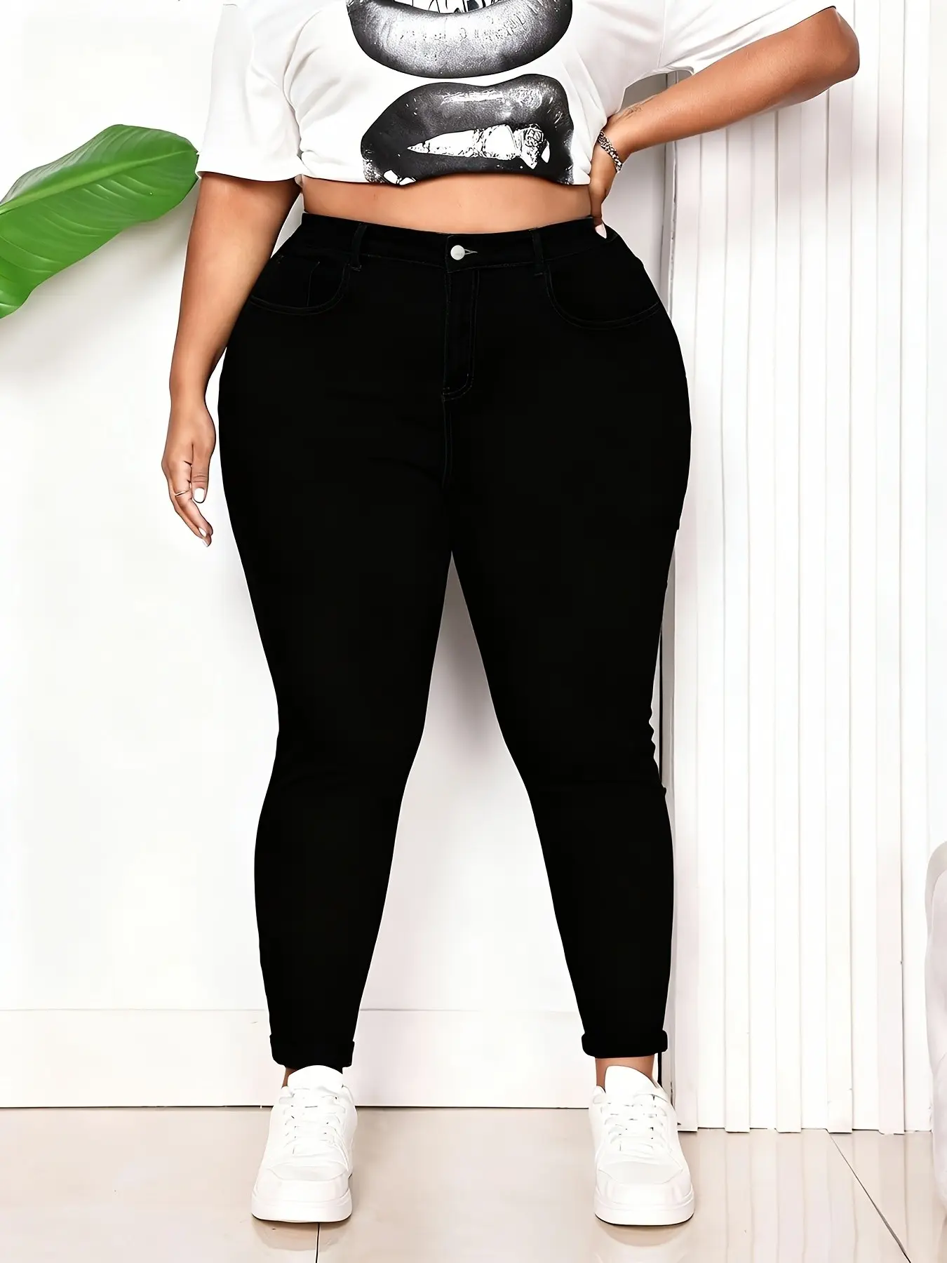 Women's Plus Size Stretch Denim Jeans, Long Pants Bottoms for All Seasons, Comfortable Elastic Fabric, Casual Chic Elegant Fit